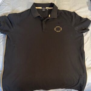 Boss Black Polo with Gold Logo and Piping